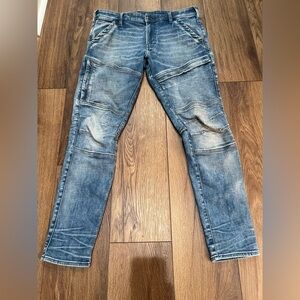 G-Star Raw 3-D Skinny Mens Jeans Moto/Biker Rackham Utility 34x32 Rockabilly